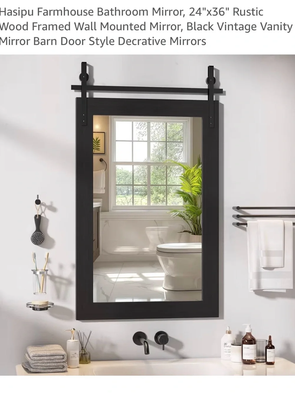 Black Farmhouse Bathroom Mirror 24” x 36”